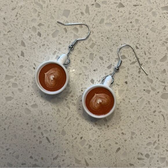 Heart-Shaped Coffee Cup Earrings - Picture 8 of 11